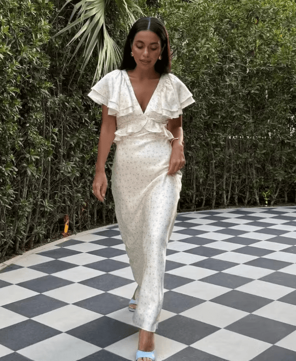 Robe midi Taylor à manches volantées