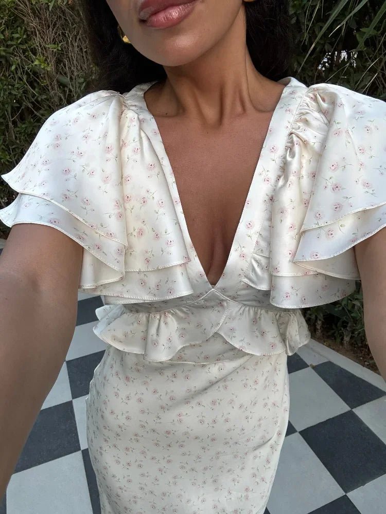 Robe midi Taylor à manches volantées