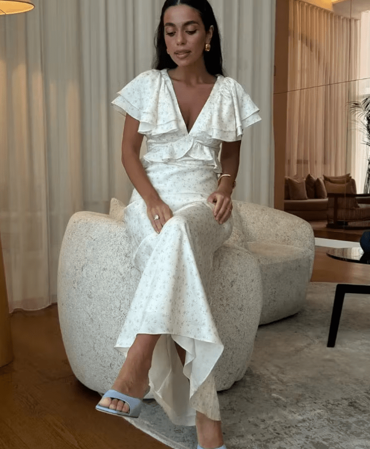 Robe midi Taylor à manches volantées