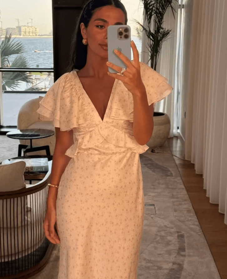 Robe midi Taylor à manches volantées