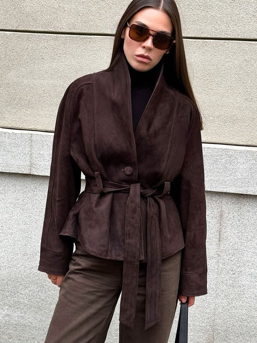 Trench-coat en daim ceinturé Teresa