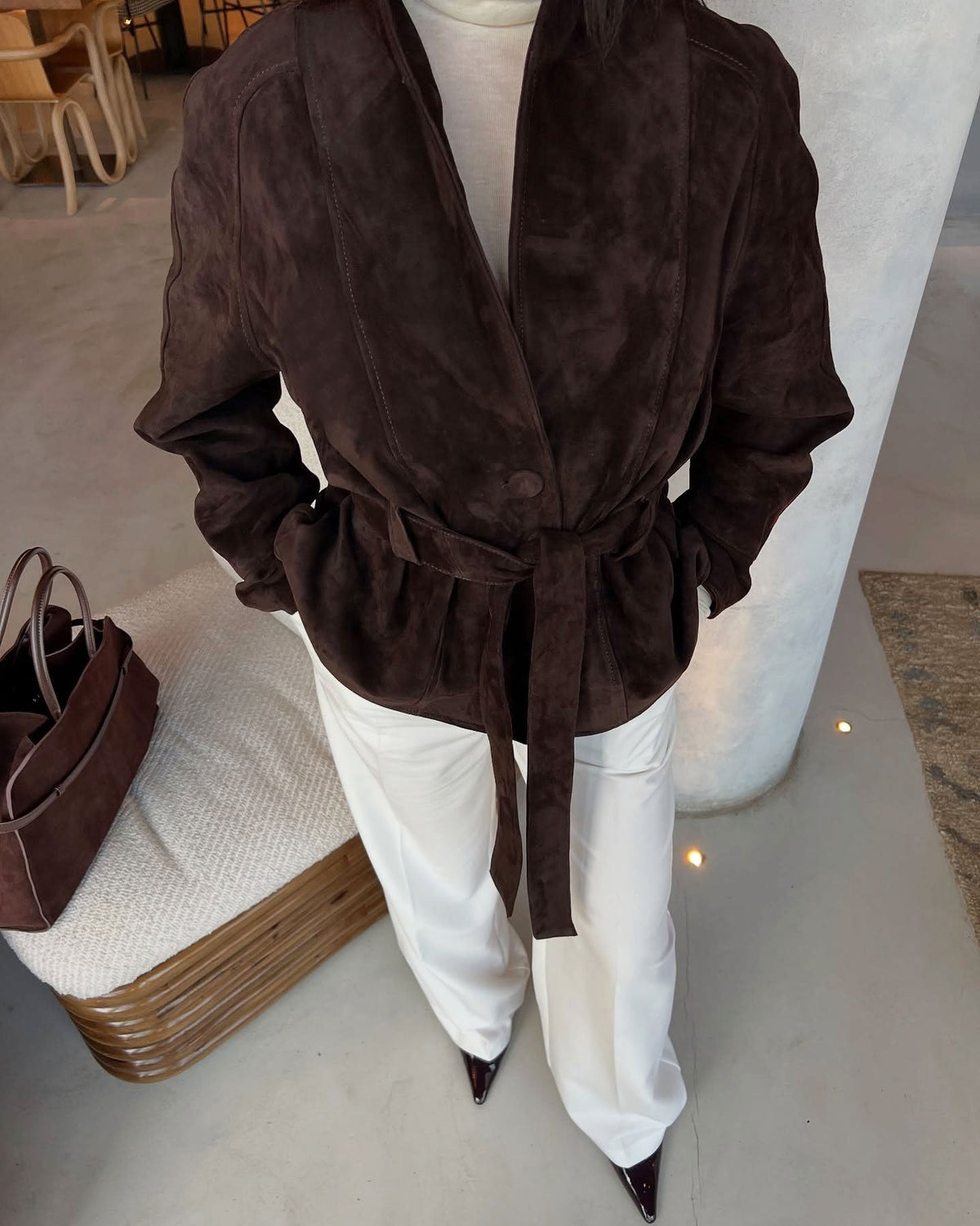 Trench-coat en daim ceinturé Teresa