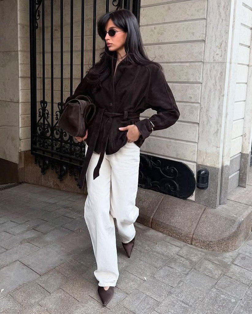 Trench-coat en daim ceinturé Teresa