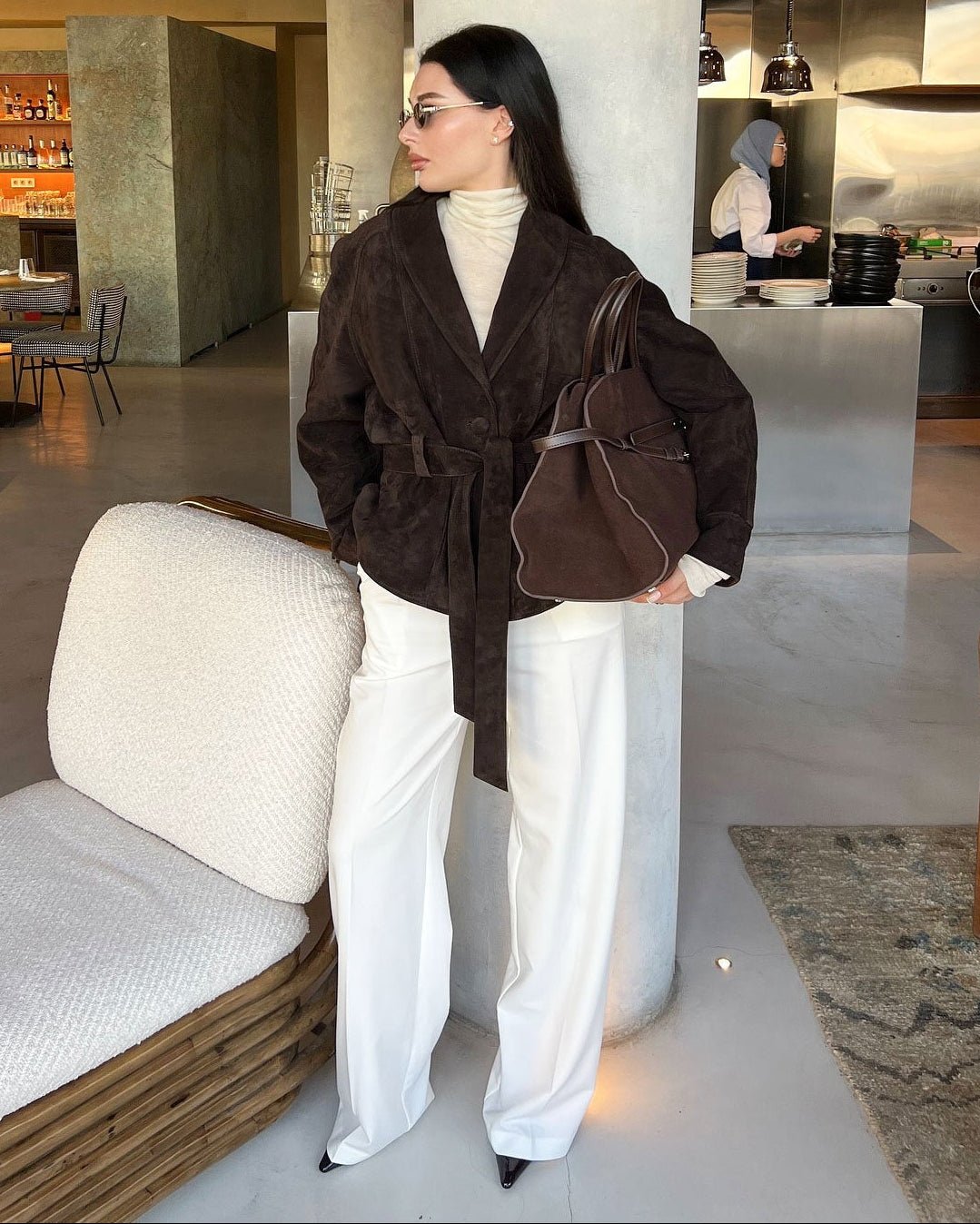 Trench-coat en daim ceinturé Teresa