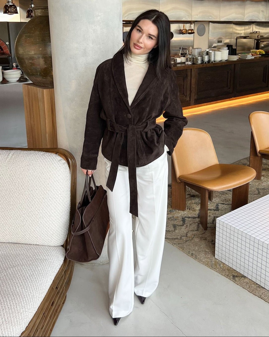 Trench-coat en daim ceinturé Teresa