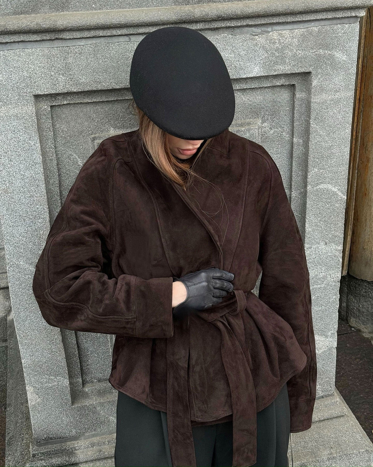 Trench-coat en daim ceinturé Teresa