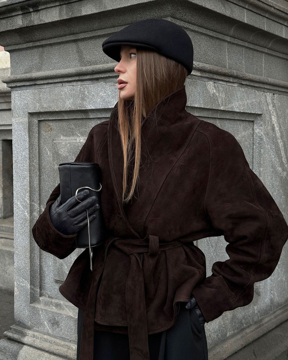 Trench-coat en daim ceinturé Teresa