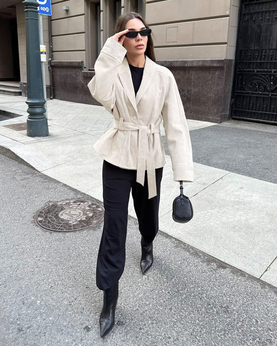 Trench-coat en daim ceinturé Teresa