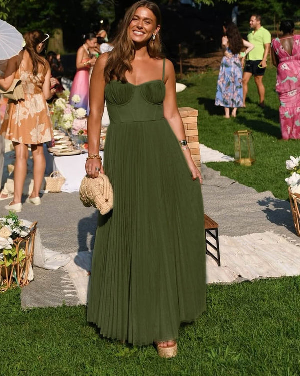 Robe longue plissée sans manches Teresa