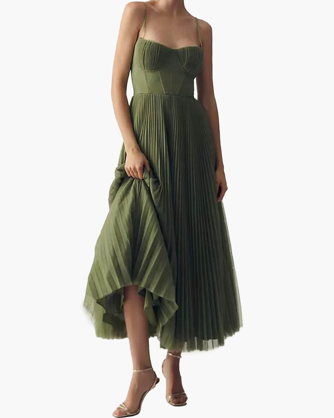 Robe longue plissée sans manches Teresa