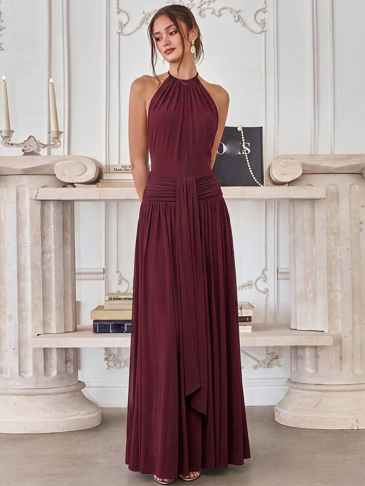 Robe longue à encolure américaine Dora
