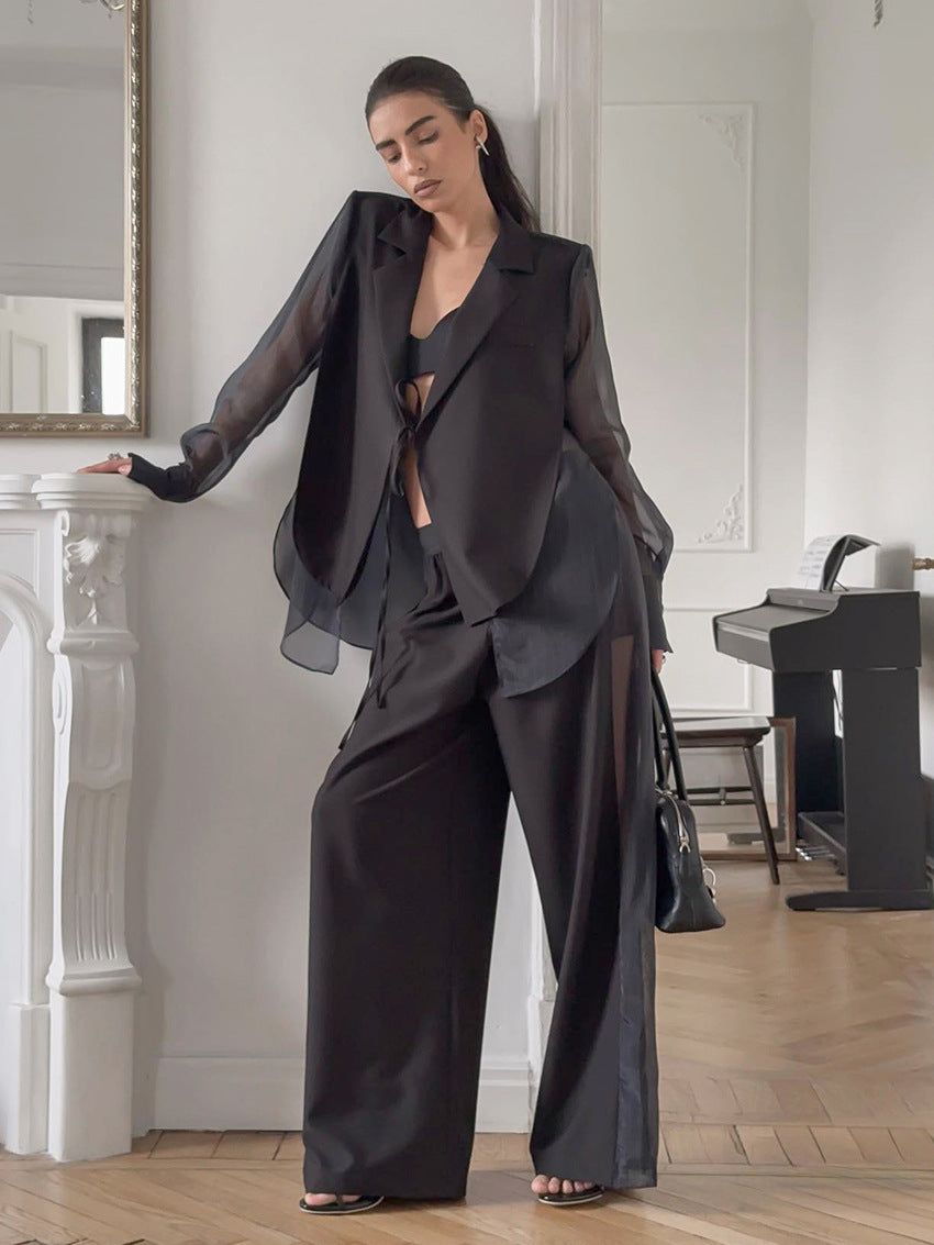 Ensemble blazer à manches transparentes Greer