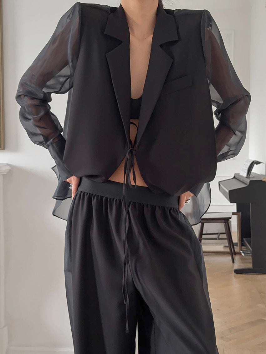 Ensemble blazer à manches transparentes Greer