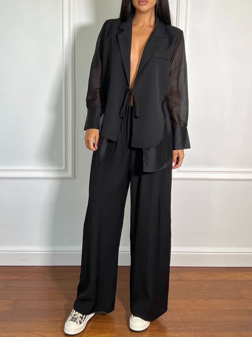 Ensemble blazer à manches transparentes Greer