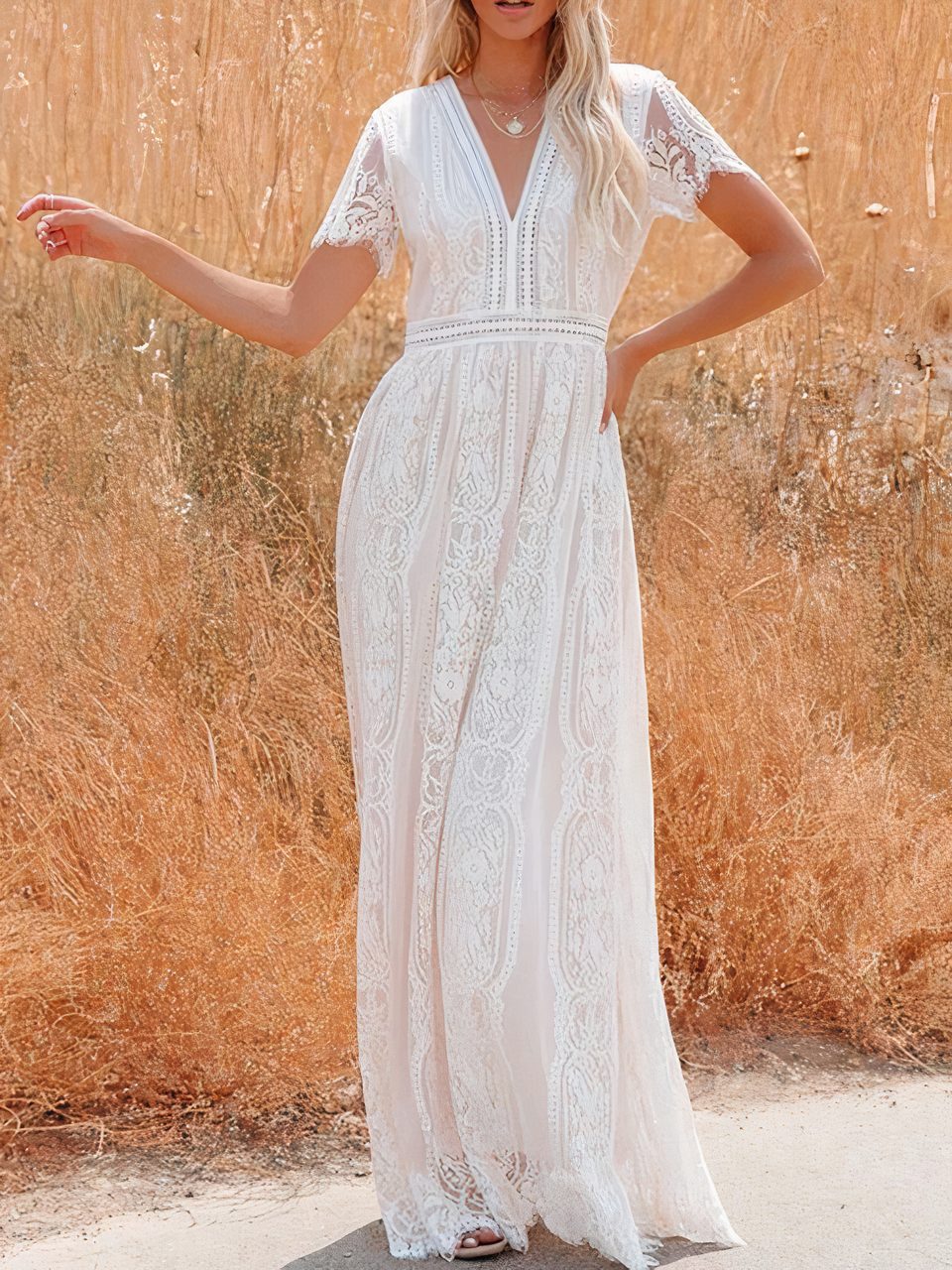 Robe longue bohème en dentelle Tilda