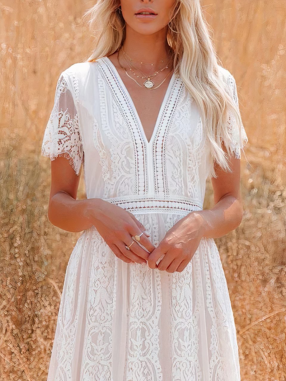 Robe longue bohème en dentelle Tilda