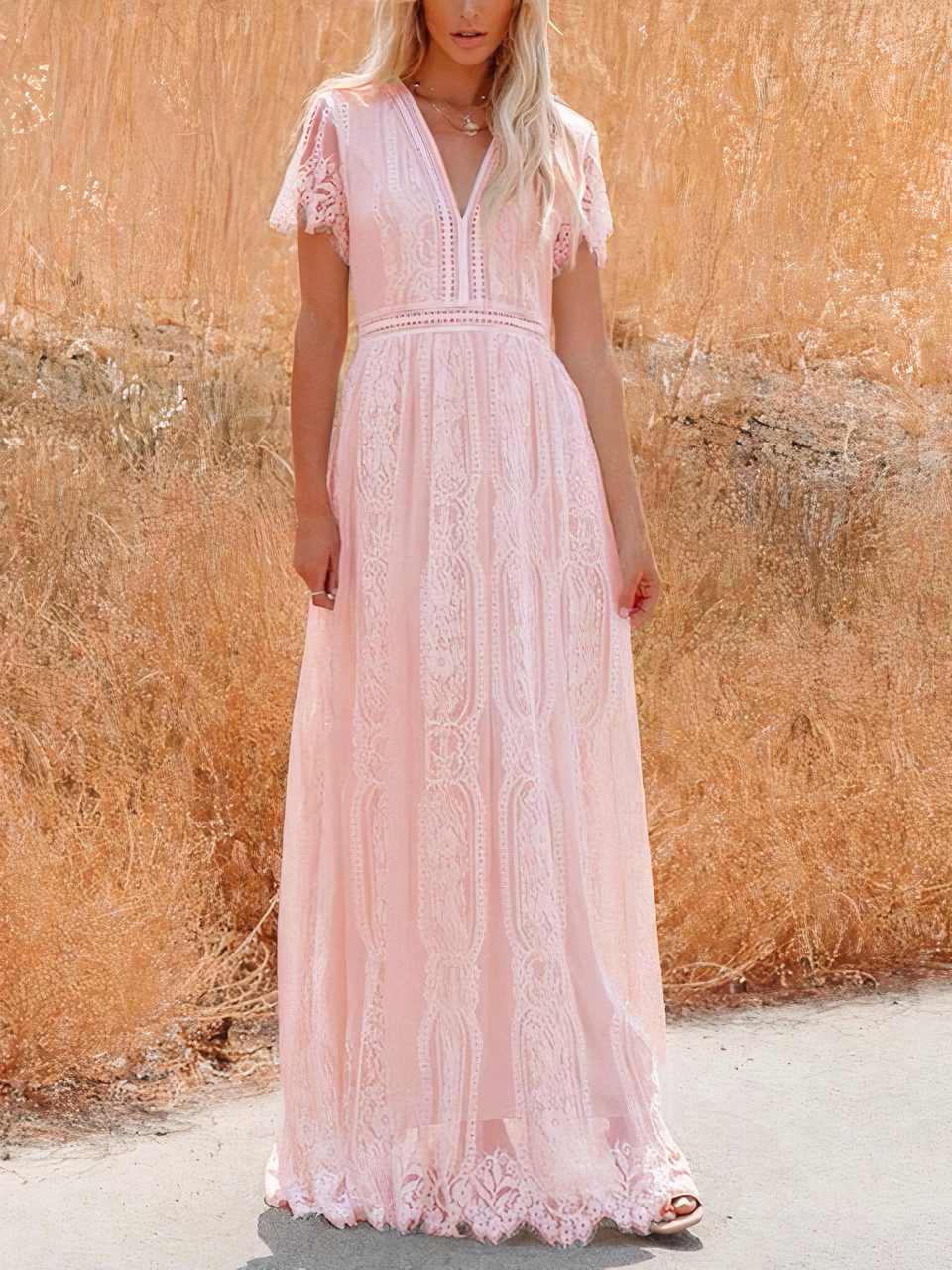 Robe longue bohème en dentelle Tilda