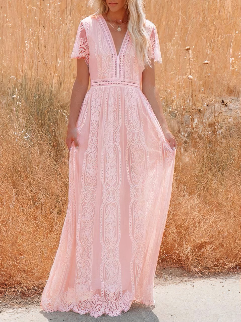 Robe longue bohème en dentelle Tilda