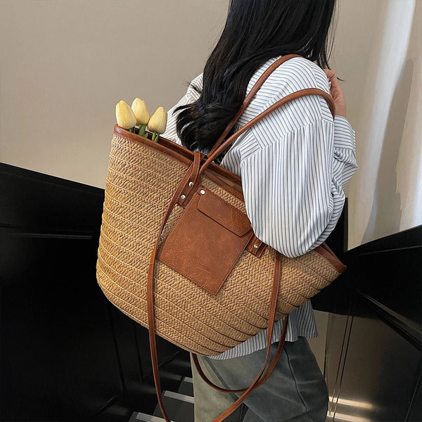 Sac cabas tissé porté épaule Tineke