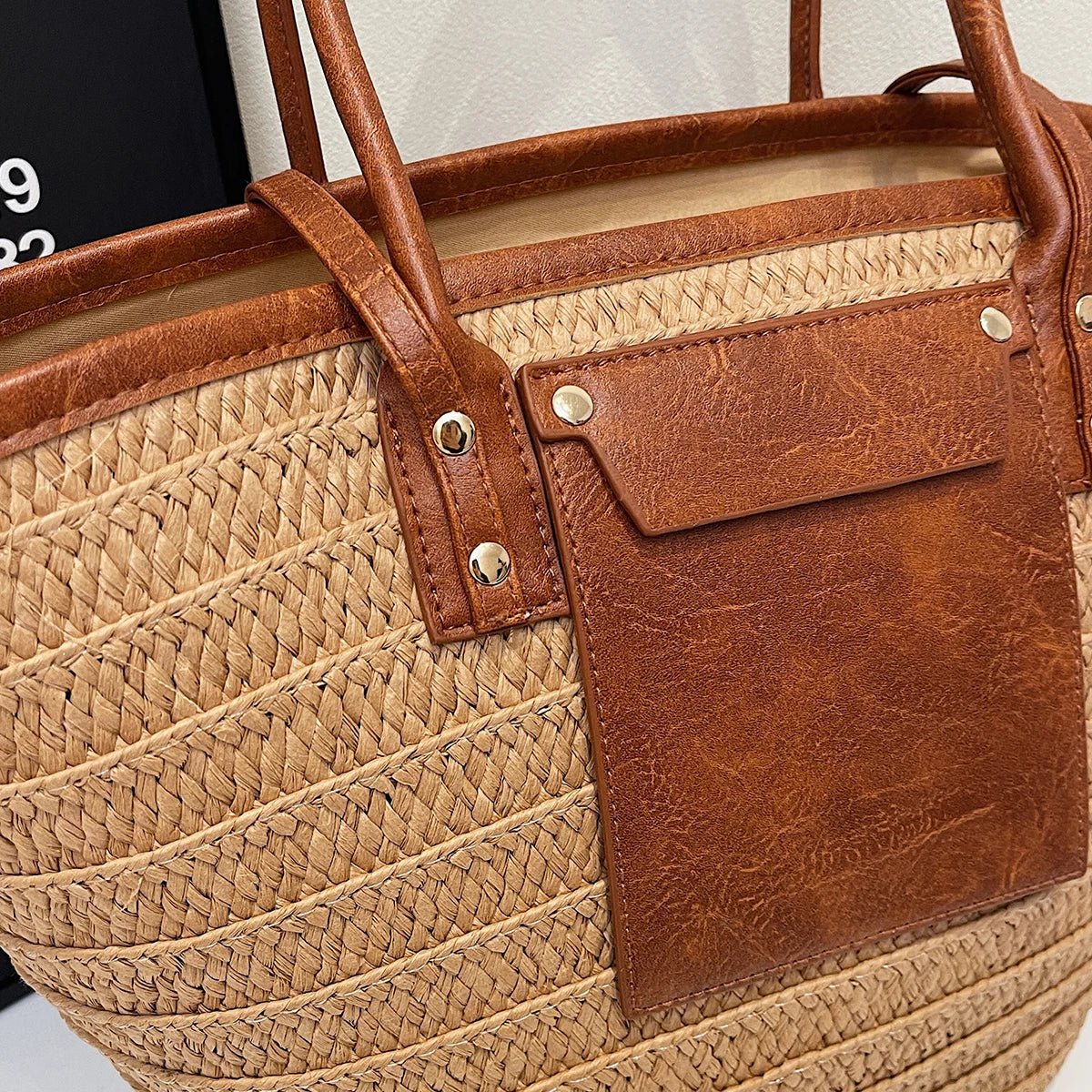 Sac cabas tissé porté épaule Tineke