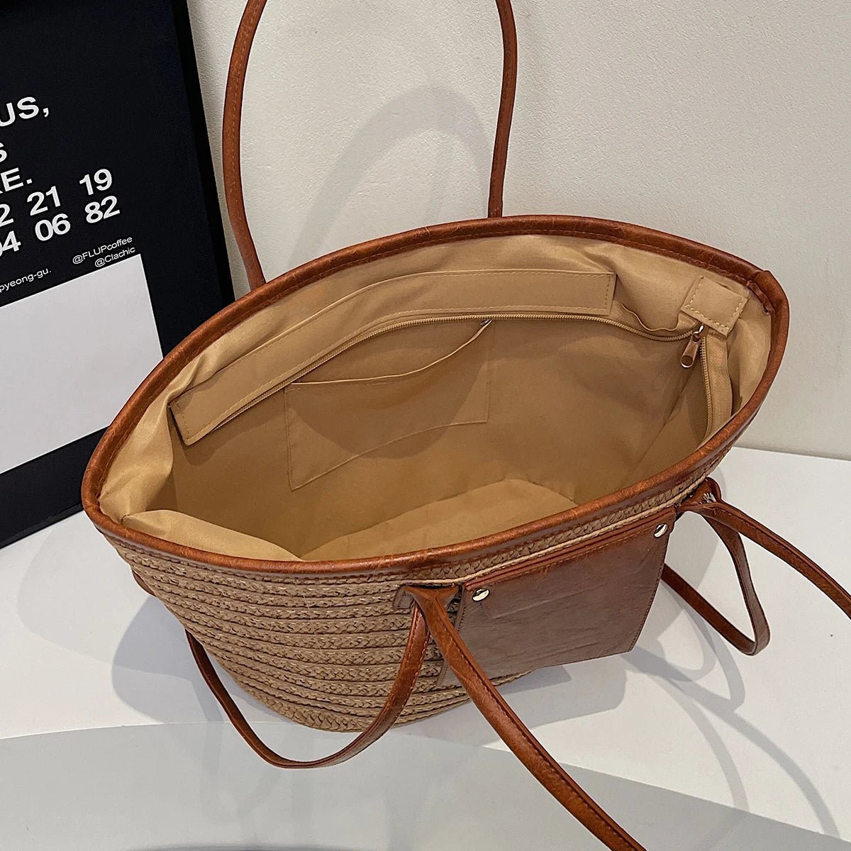 Sac cabas tissé porté épaule Tineke