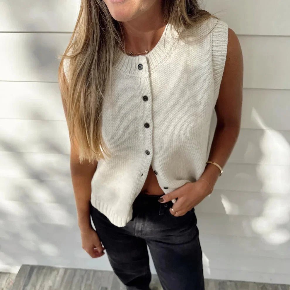 Gilet-cardigan en maille à boutons sur le devant Tori