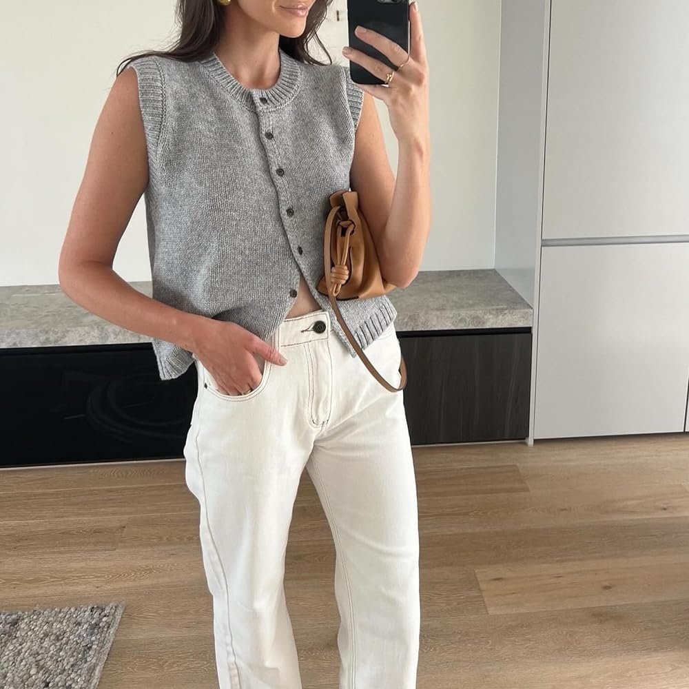Gilet-cardigan en maille à boutons sur le devant Tori