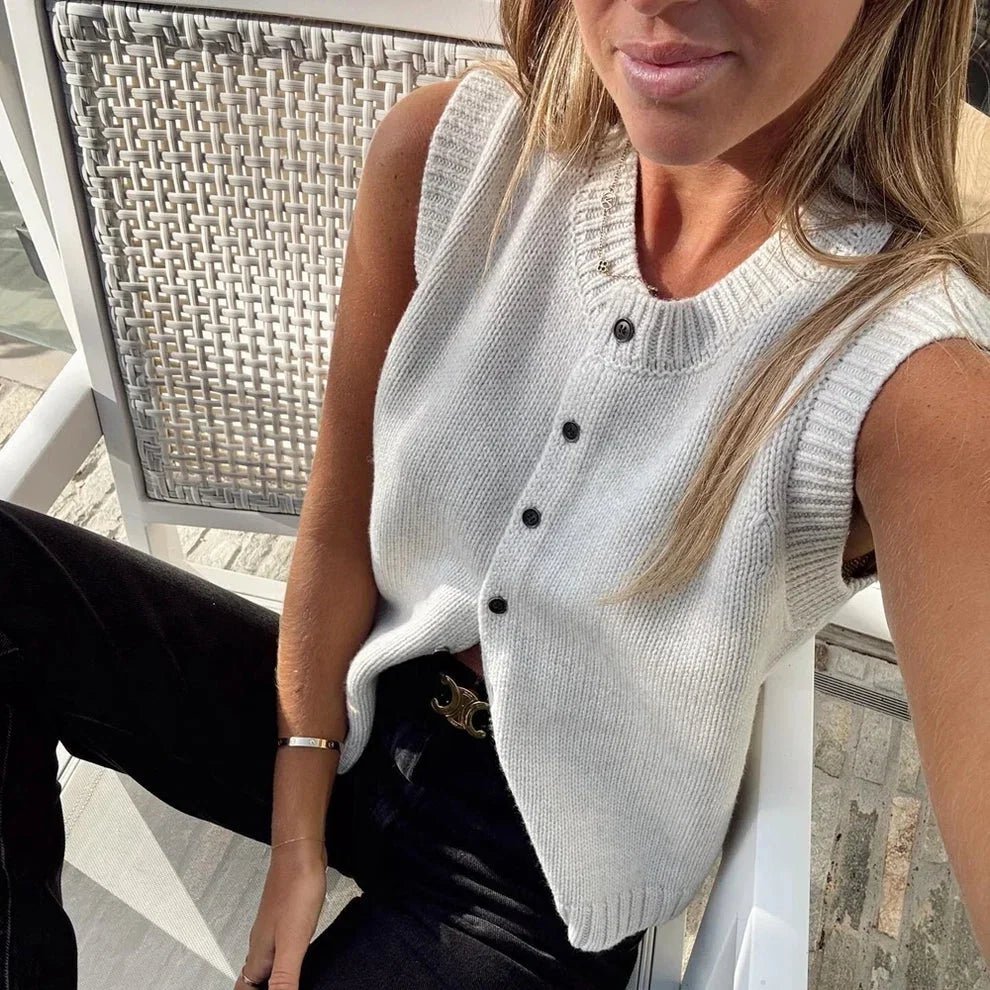 Gilet-cardigan en maille à boutons sur le devant Tori
