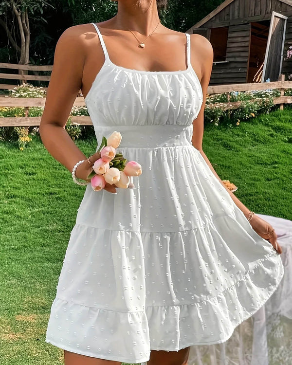 Mini-robe Tracy à volants superposés et fines bretelles