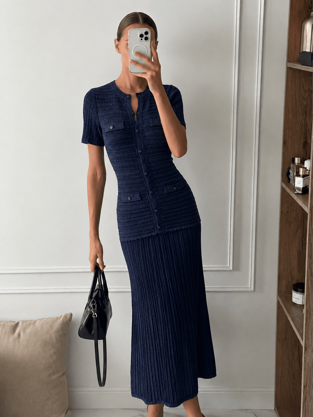 Robe longue en maille côtelée Ulrike