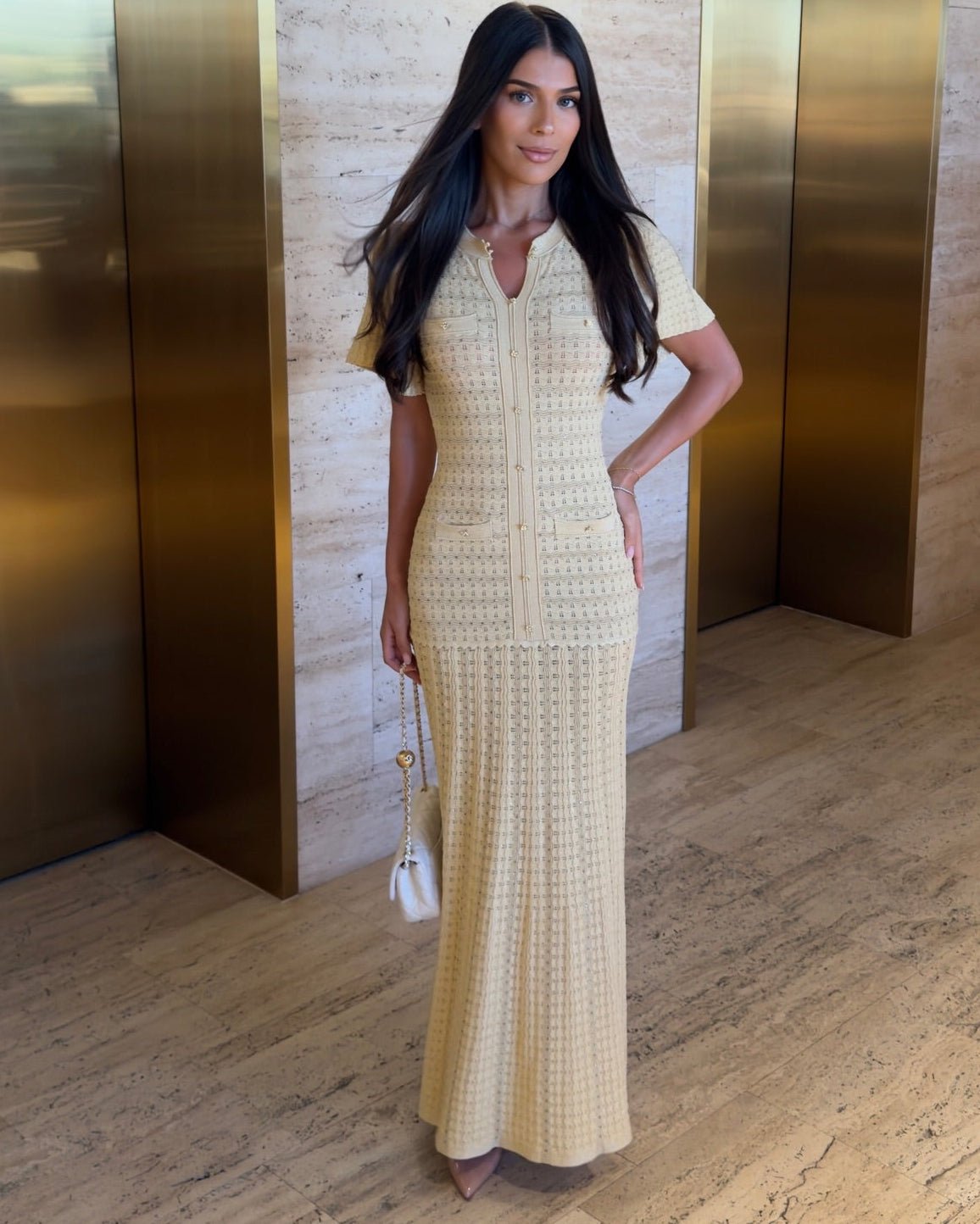 Robe longue en maille côtelée Ulrike