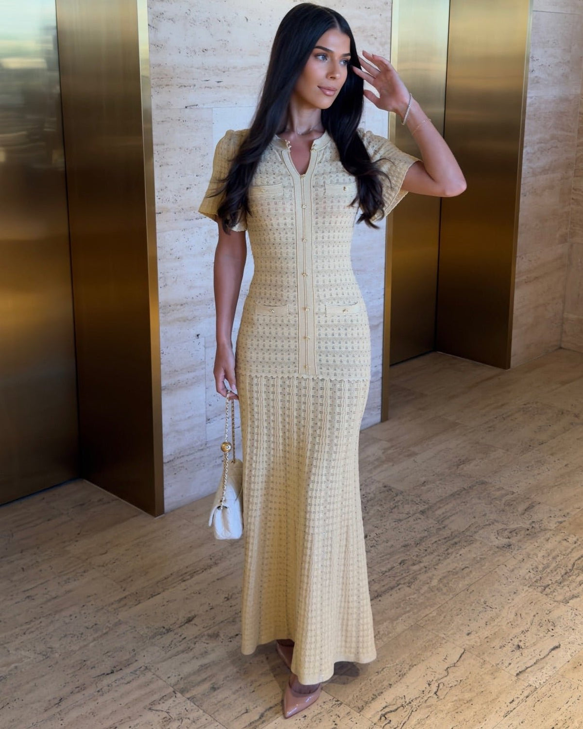 Robe longue en maille côtelée Ulrike