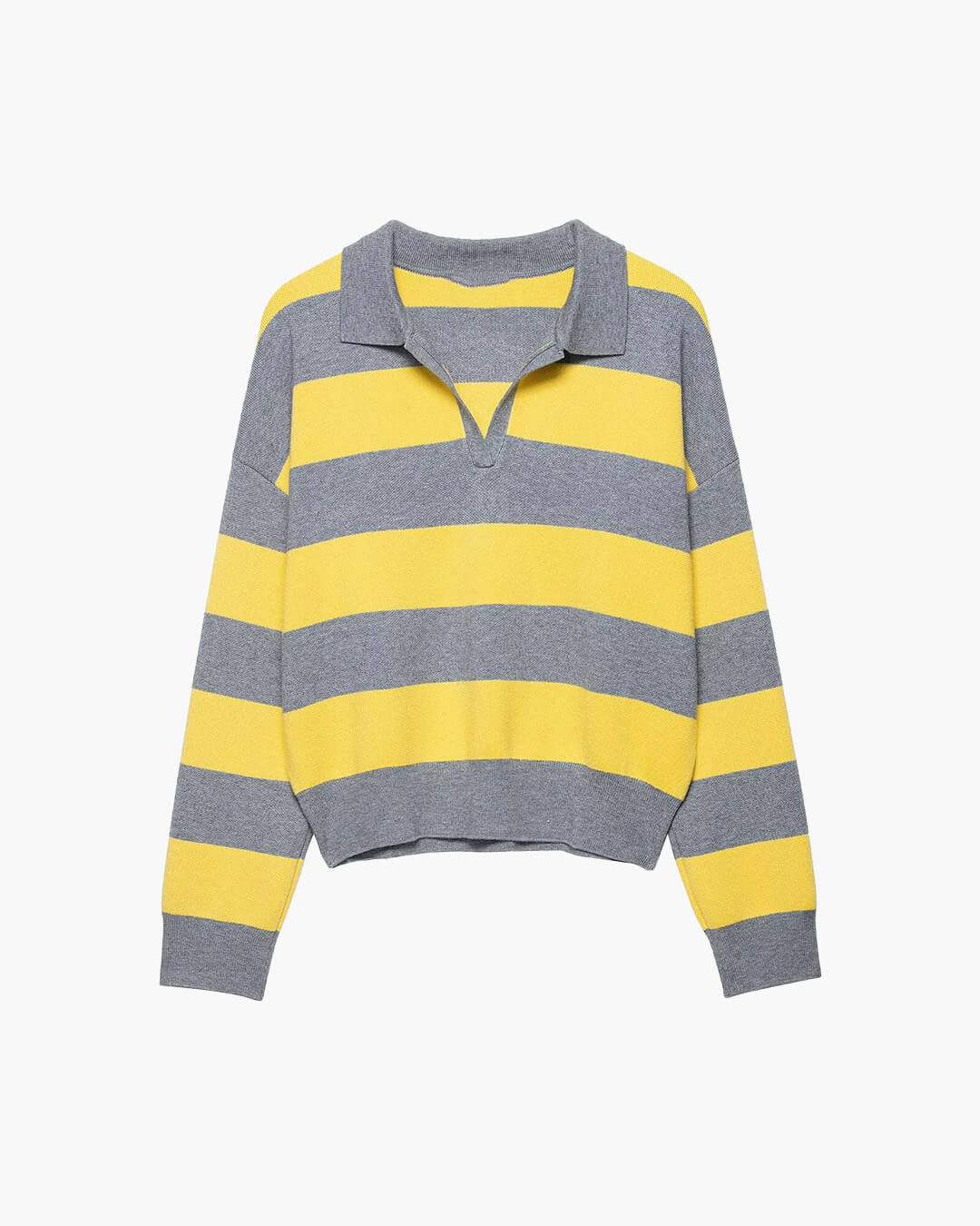 Pull en maille rayé à col en V Una
