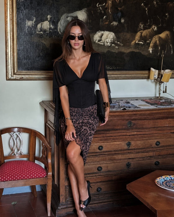 Haut corset en mousseline à manches cloche Valerie