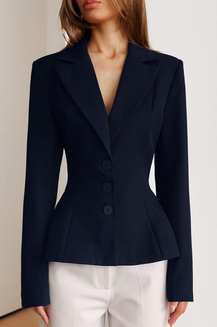 Valerie Fitted V-Neck Padded Shoulder Blazer