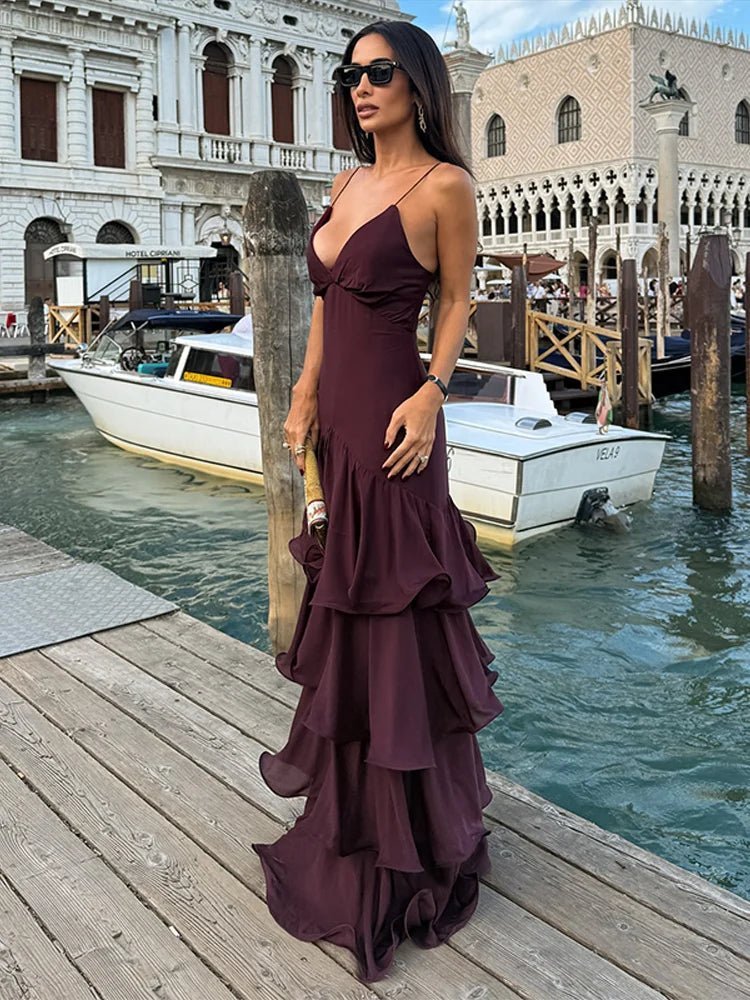 Robe de soirée froncée à bretelles Venetia