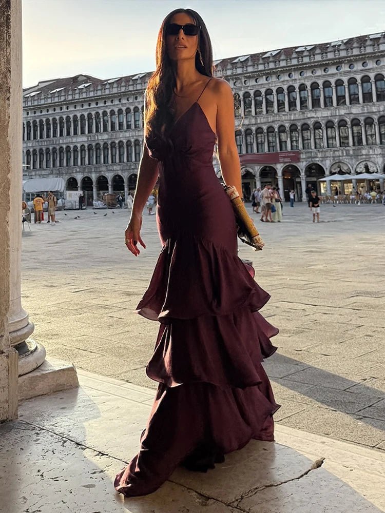 Robe de soirée froncée à bretelles Venetia