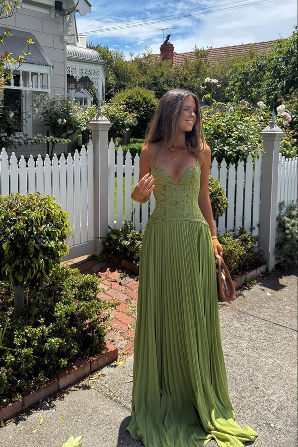 Robe longue plissée à corset Vivian