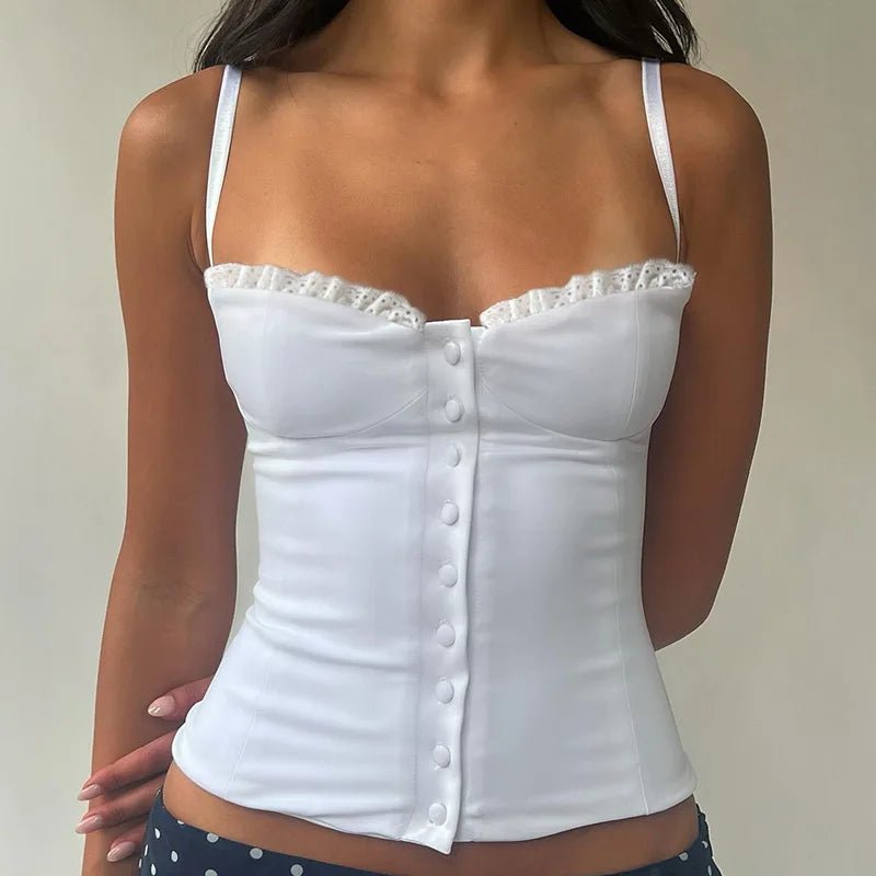 Haut corset en dentelle patchwork Viviana