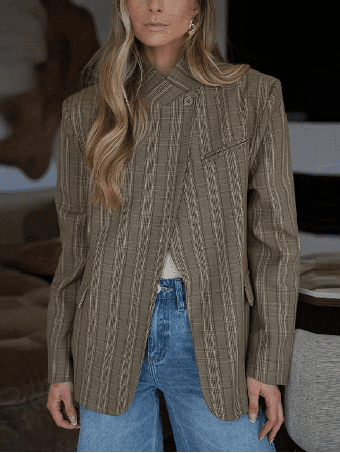 Veste de tailleur rayée Willow à col montant