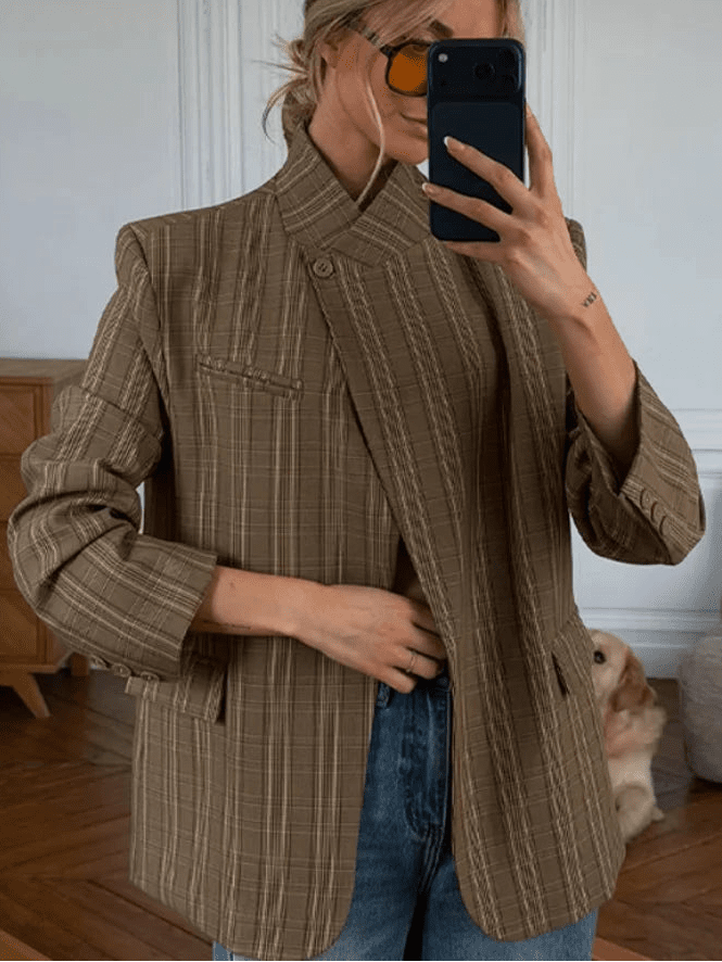 Veste de tailleur rayée Willow à col montant