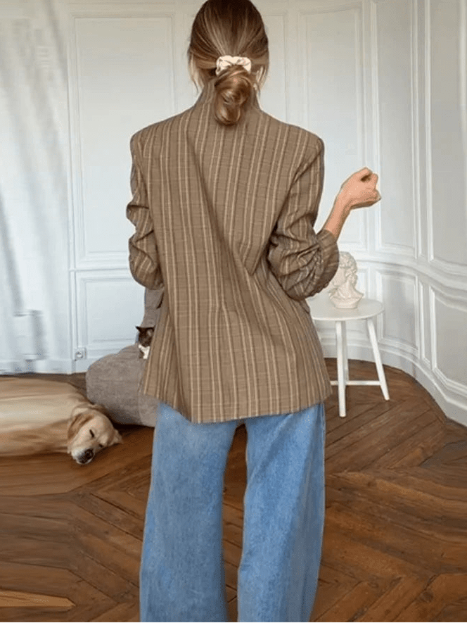 Veste de tailleur rayée Willow à col montant