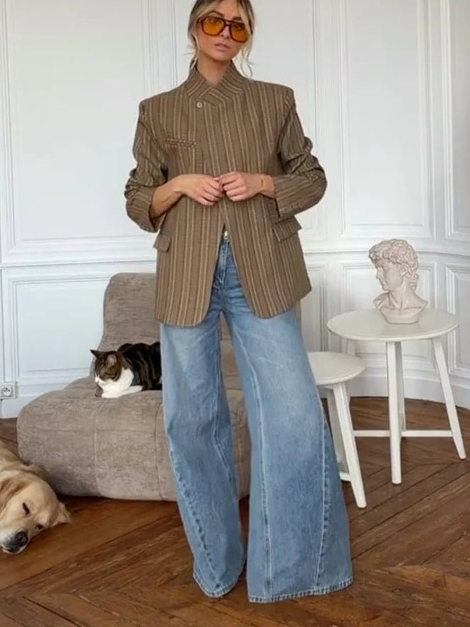 Veste de tailleur rayée Willow à col montant