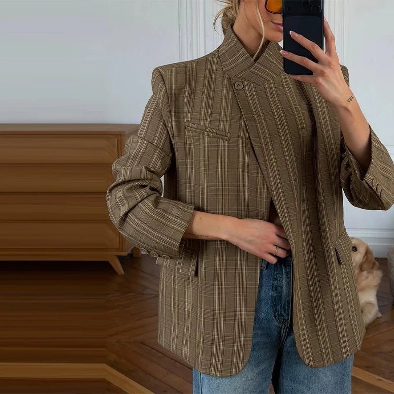 Veste de tailleur rayée Willow à col montant