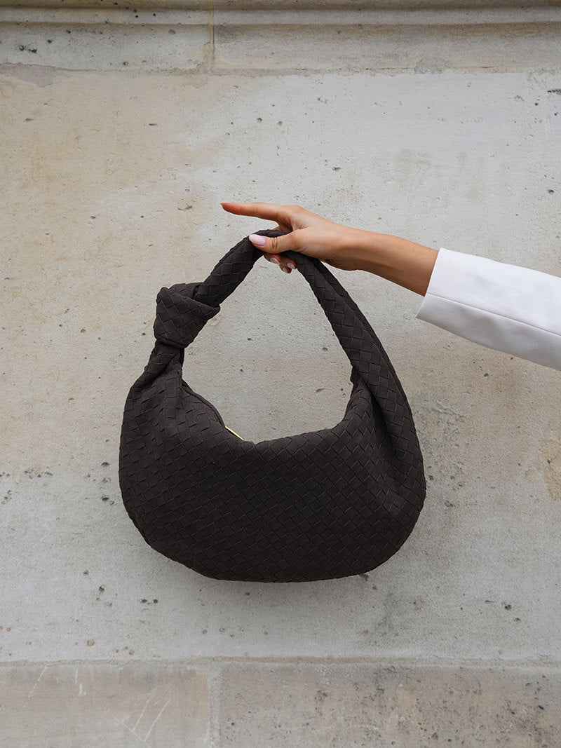 Sac tressé en daim, taille moyenne