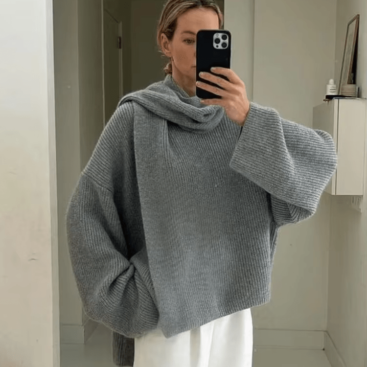 Pull en maille ample Xia avec écharpe