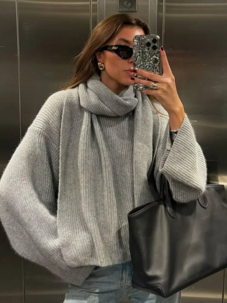 Pull en maille ample Xia avec écharpe