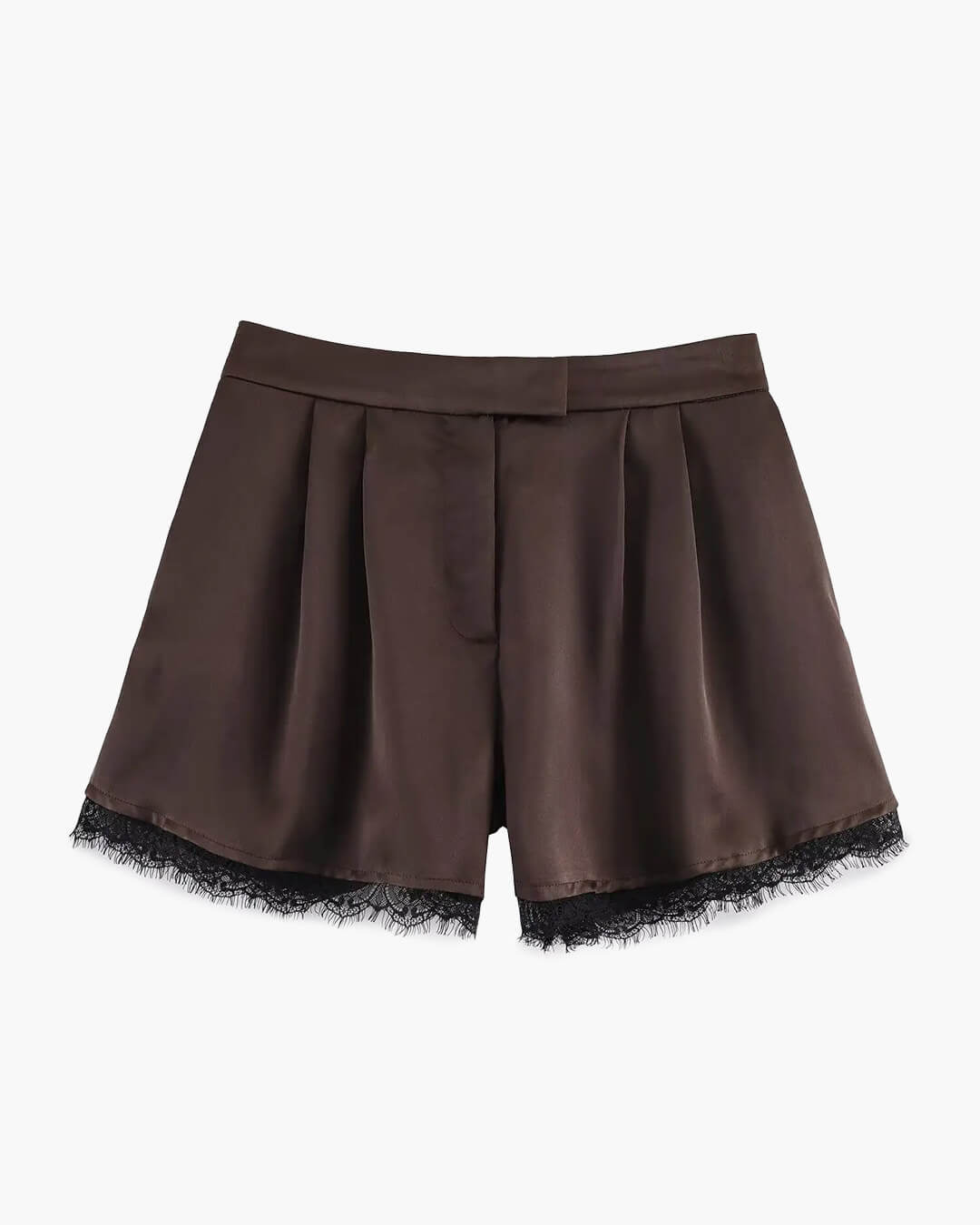 Mini-short satiné Xylia avec bordure en dentelle