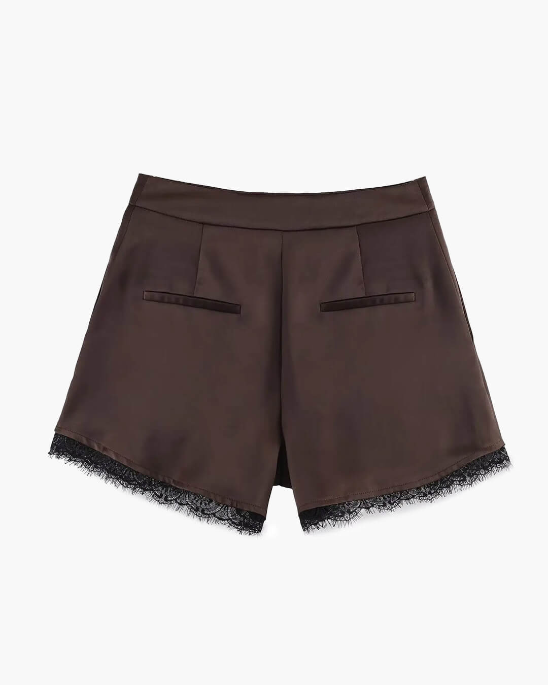 Mini-short satiné Xylia avec bordure en dentelle