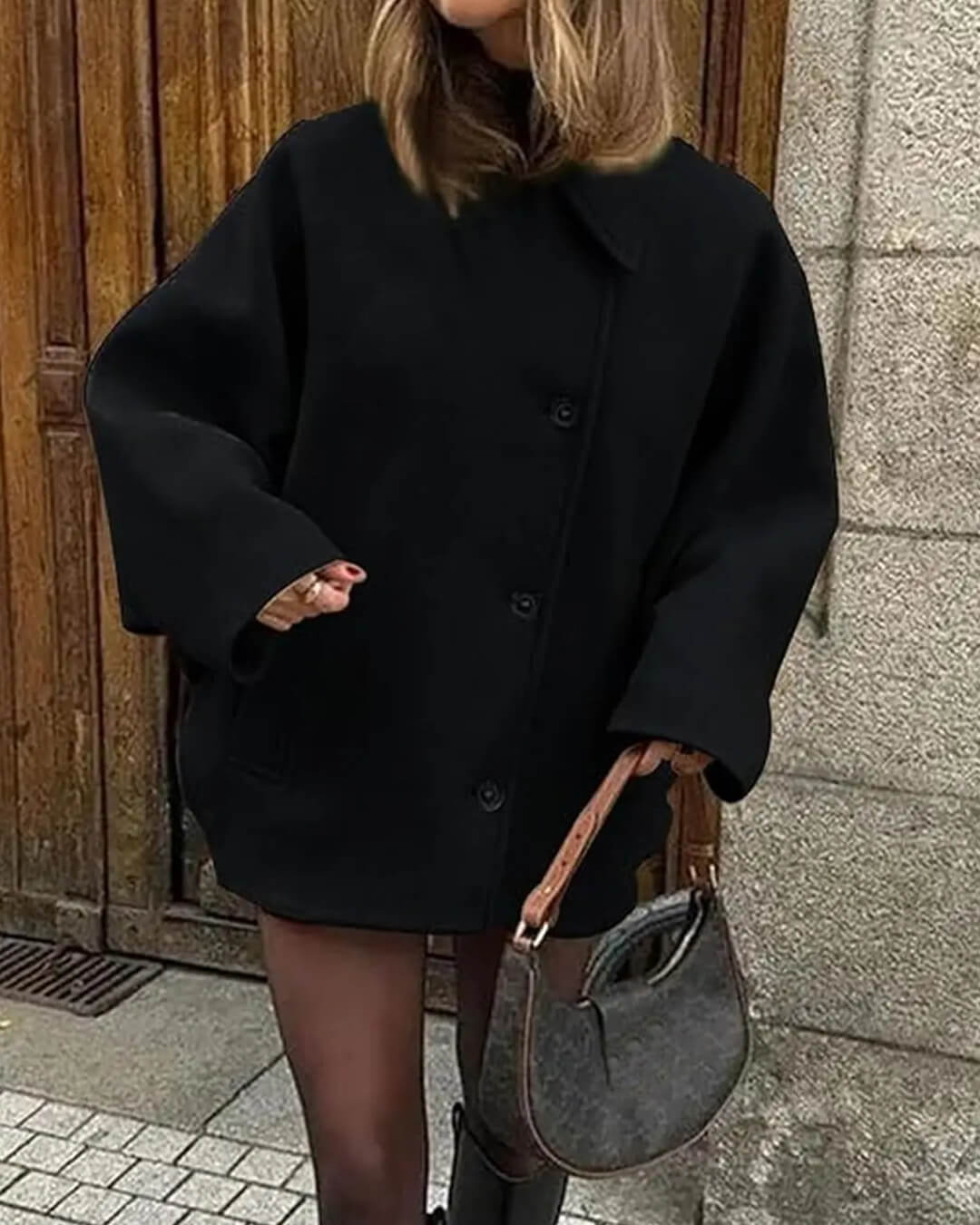 Manteau ample à col Yalena